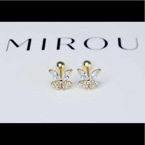 Sterling Silver Butterfly Stud Earrings (Gold)